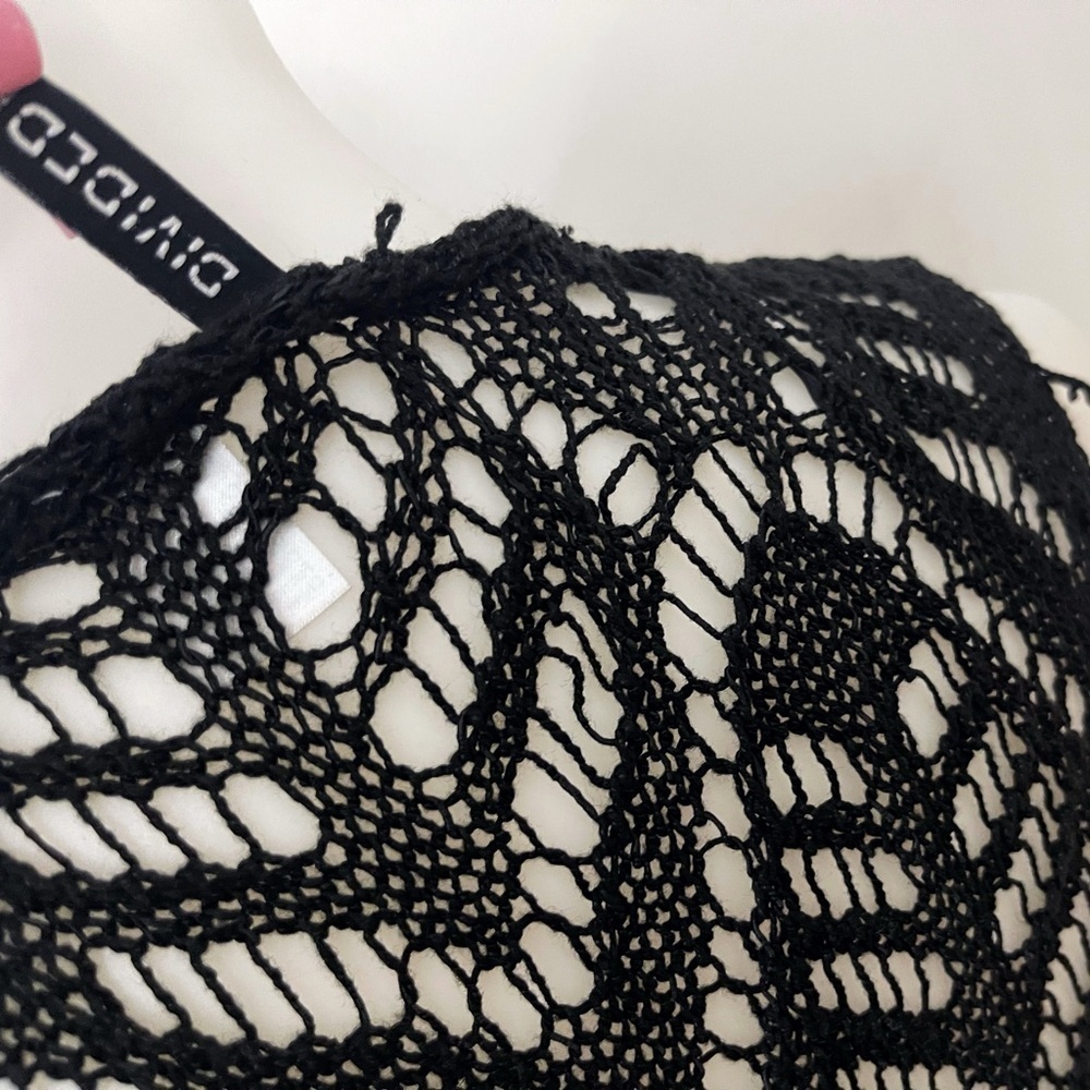 H&M Y2K Black Crochet Fringe Vest Boho Festival Hippie - Picture 4 of 4